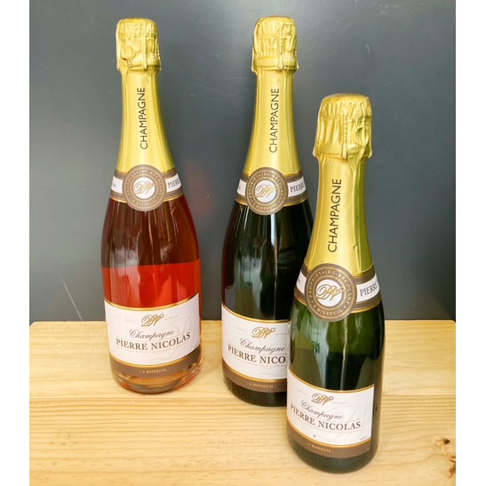 Champagner Pierre Nicolas, Brut, 0,75l und Demi Bouteille, 37,5cl