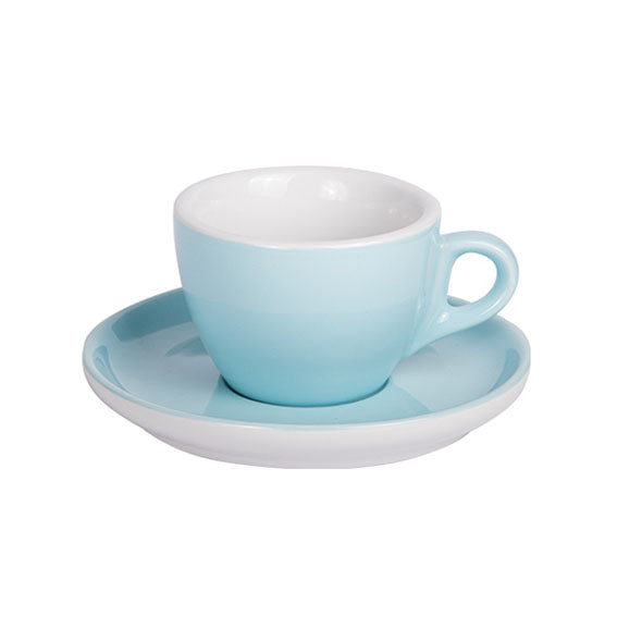 Kaffee Tasse mit Unterteller, 160ml, blau, hell