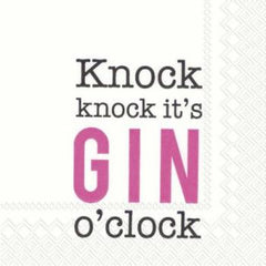 Serviette Knock knock it's GIN o'clock Pink