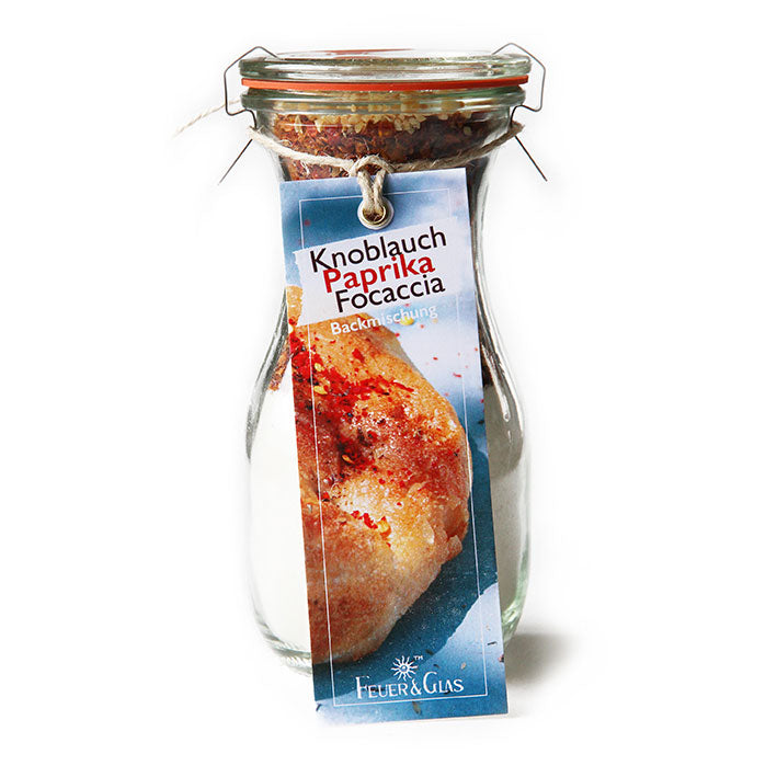 Knoblauch Paprika Focaccia, Backmischung. 250ml