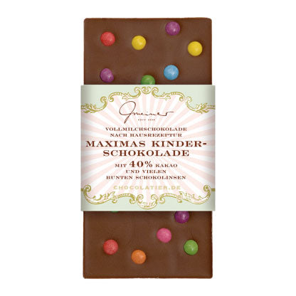 Maxima's Kinderschokolade, handgeschöpfte Schokolade